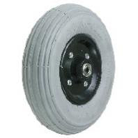 8 x 2 (200x50) 2-Piece Black Caster, Grey fitted tyre and tube